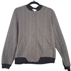 Weekend Suzanne Betro Quilted Bomber Jacket Gray Women's Size M Zip Up